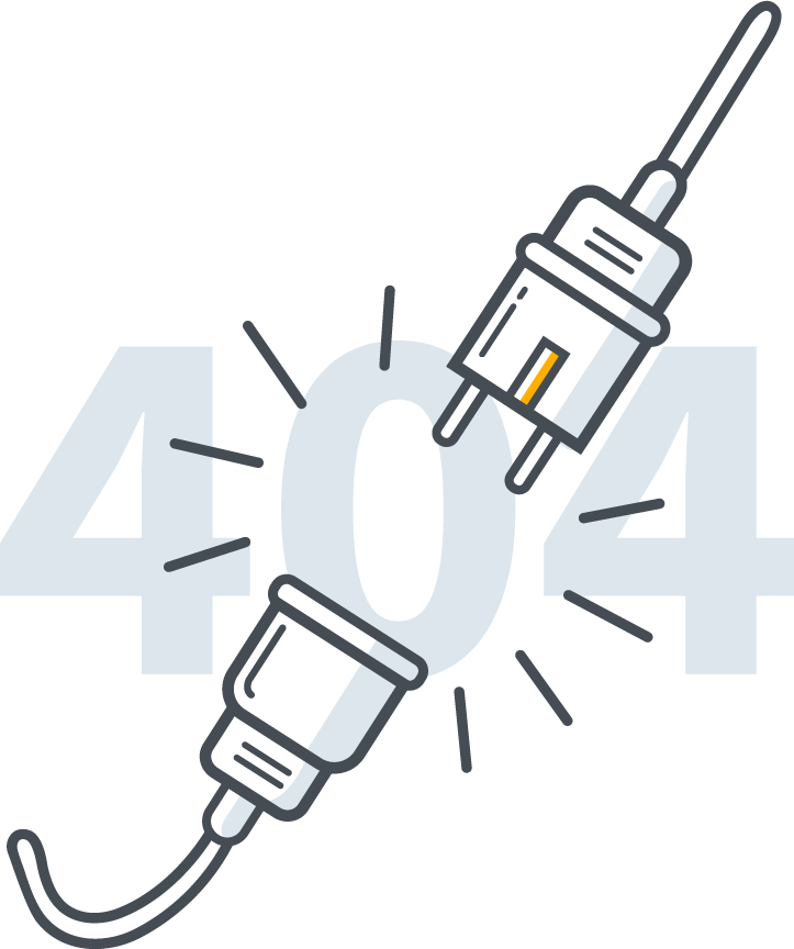 A 404 page with a plug and outlet